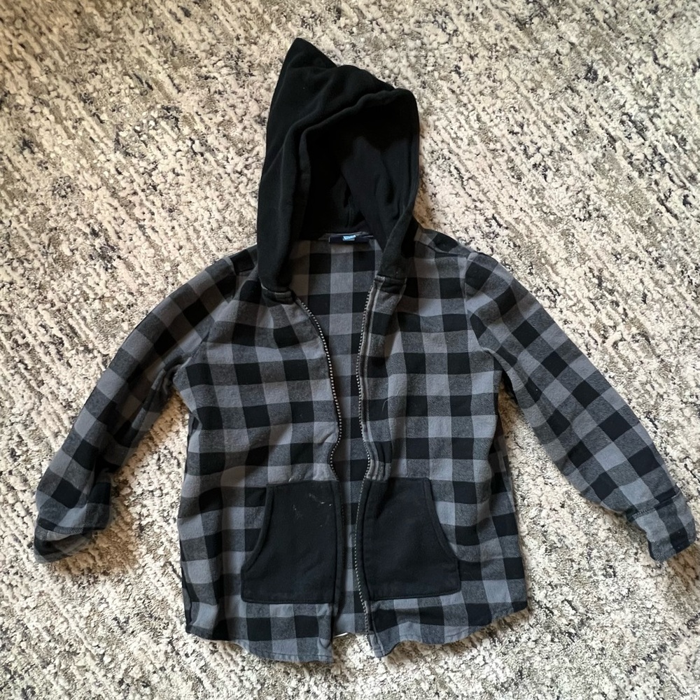 Kids Black and White Flannel Jacket